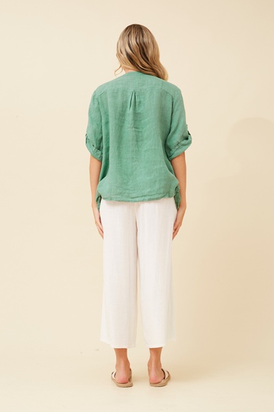 CARMELLA SOLID LINEN TOP