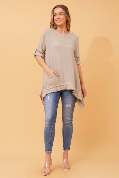 CARRERA ROLL-UP SLEEVE TOP