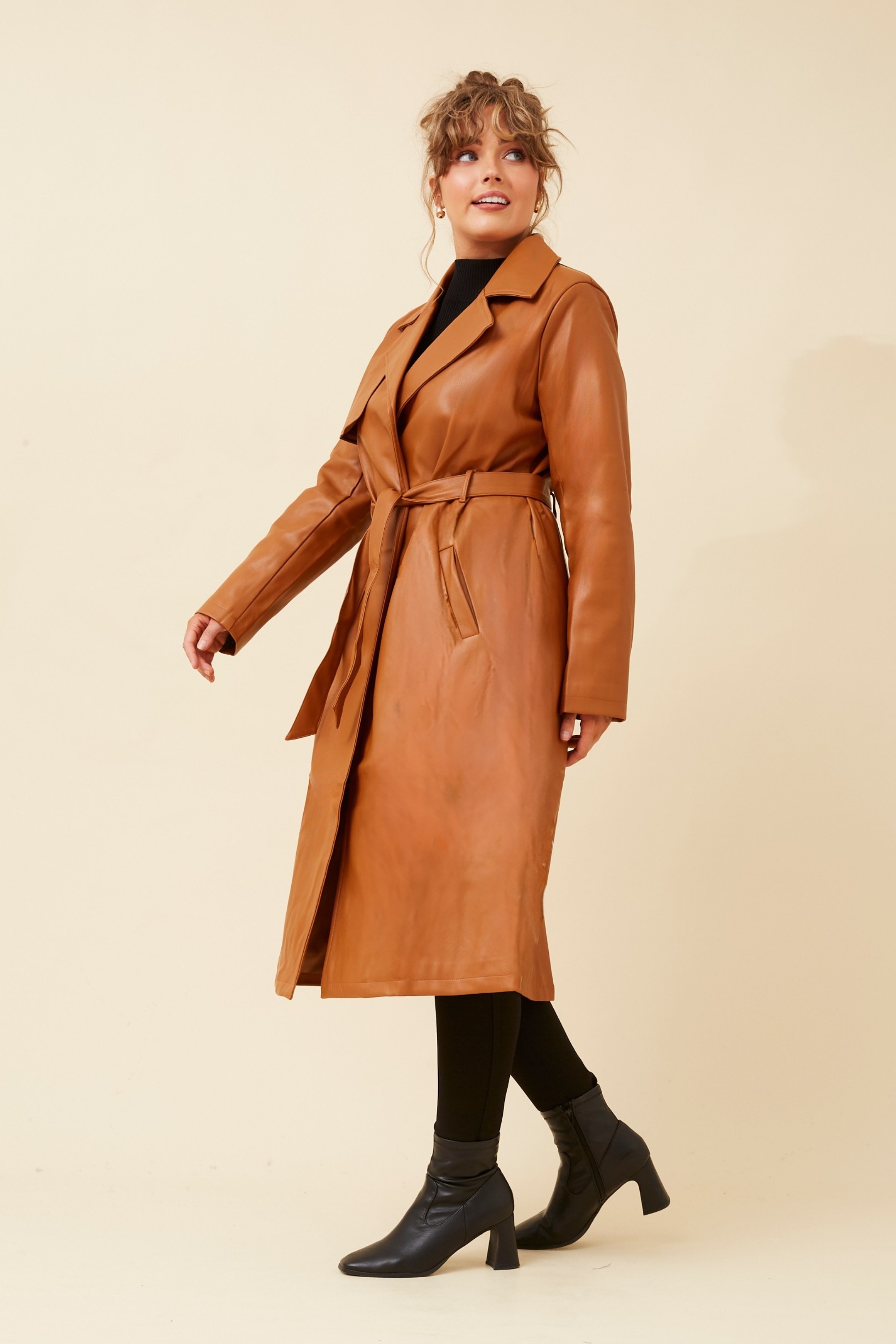 CARTIA VEGAN LEATHER TRENCH COAT
