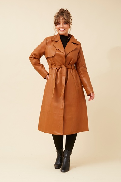 CARTIA VEGAN LEATHER TRENCH COAT
