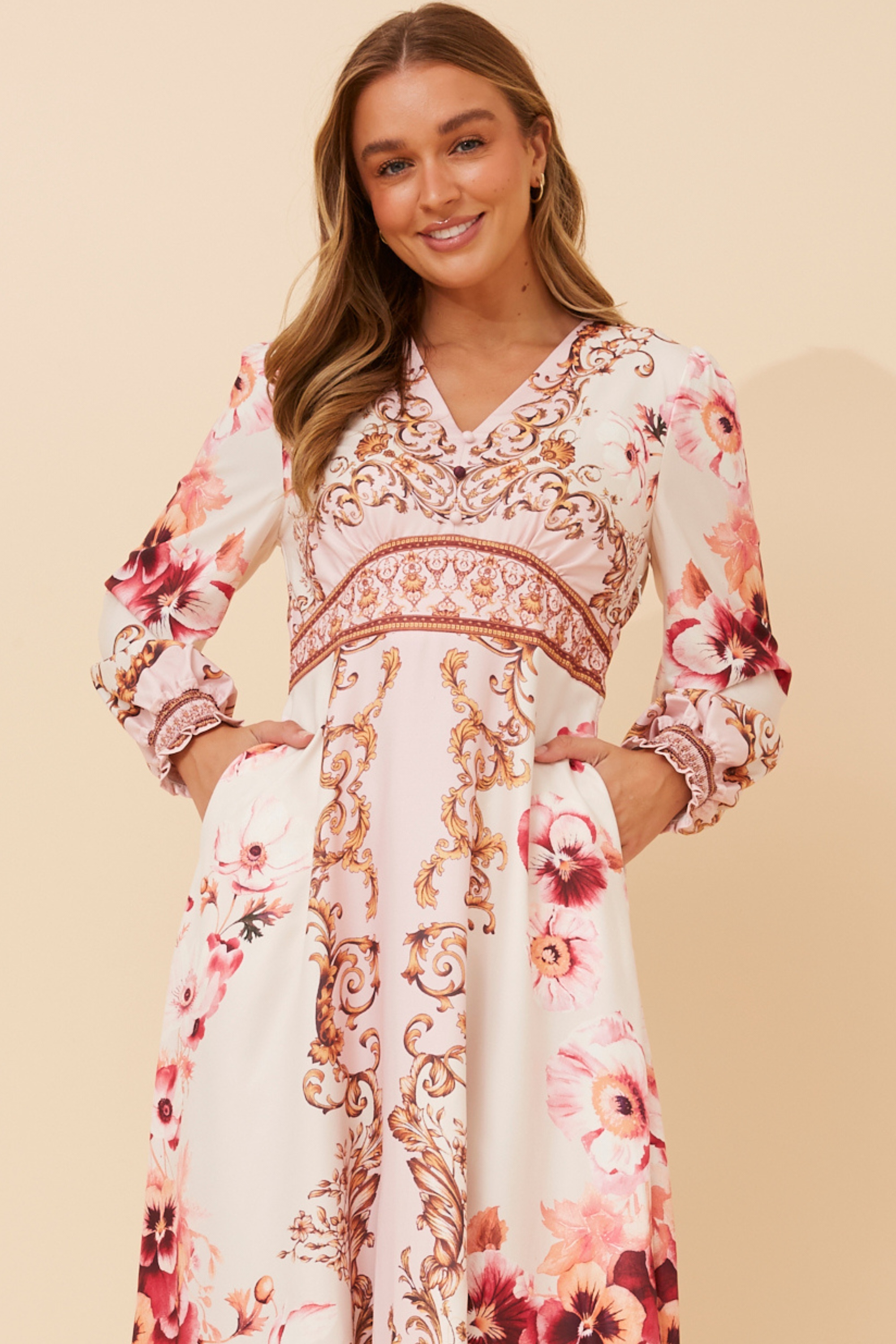 CATALEYA ARABESQUE PRINT DRESS