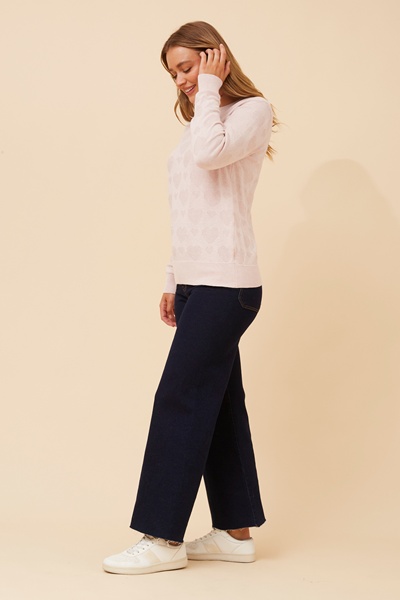 CENZA HEART PATTERN KNIT PULLOVER