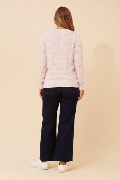 CENZA HEART PATTERN KNIT PULLOVER
