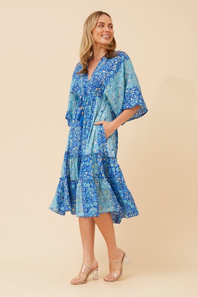 CHANDI FOIL PRINT MIDI DRESS