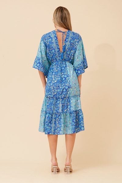 CHANDI FOIL PRINT MIDI DRESS