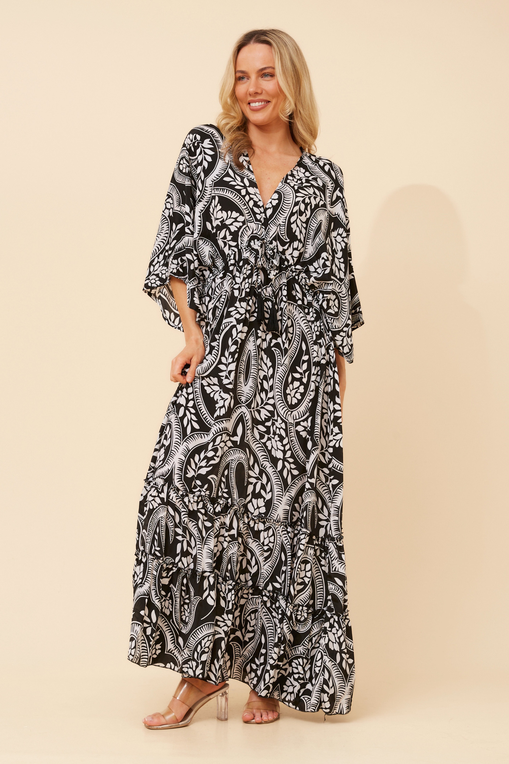 CHANDRA PAISLEY PRINT MAXI DRESS