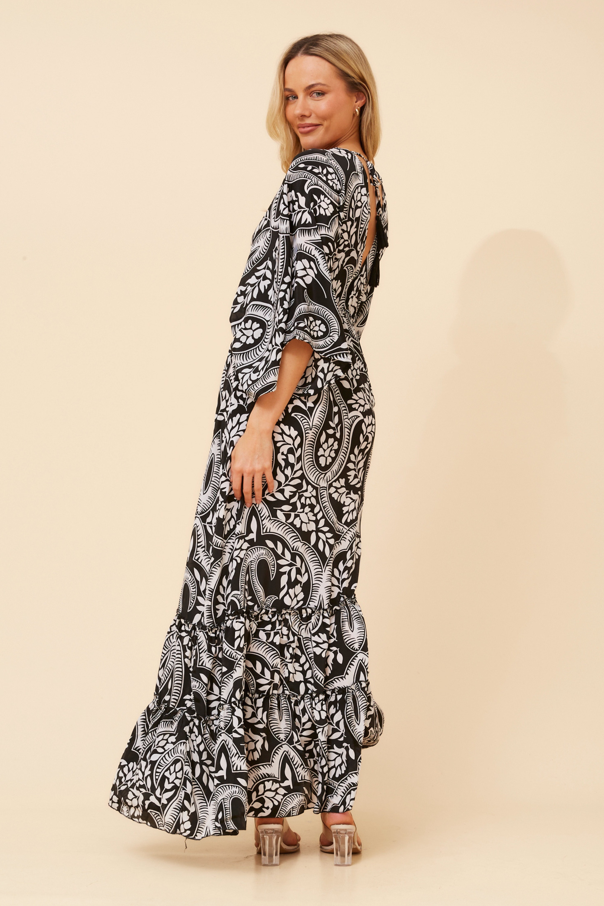 CHANDRA PAISLEY PRINT MAXI DRESS