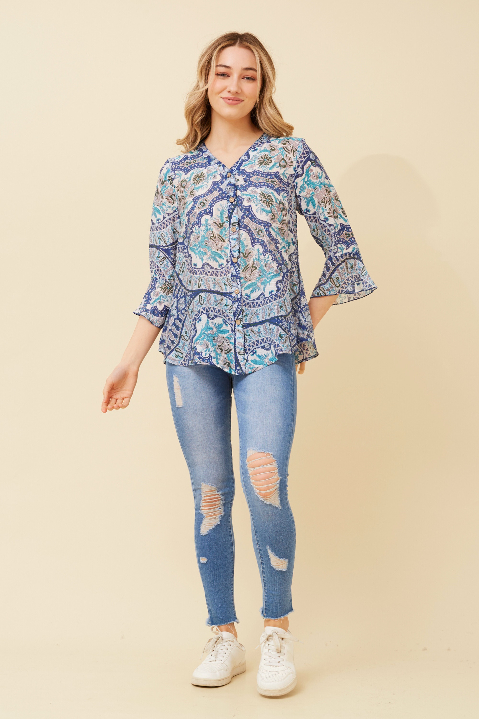 CHARLOTTE BOHO PRINT TOP