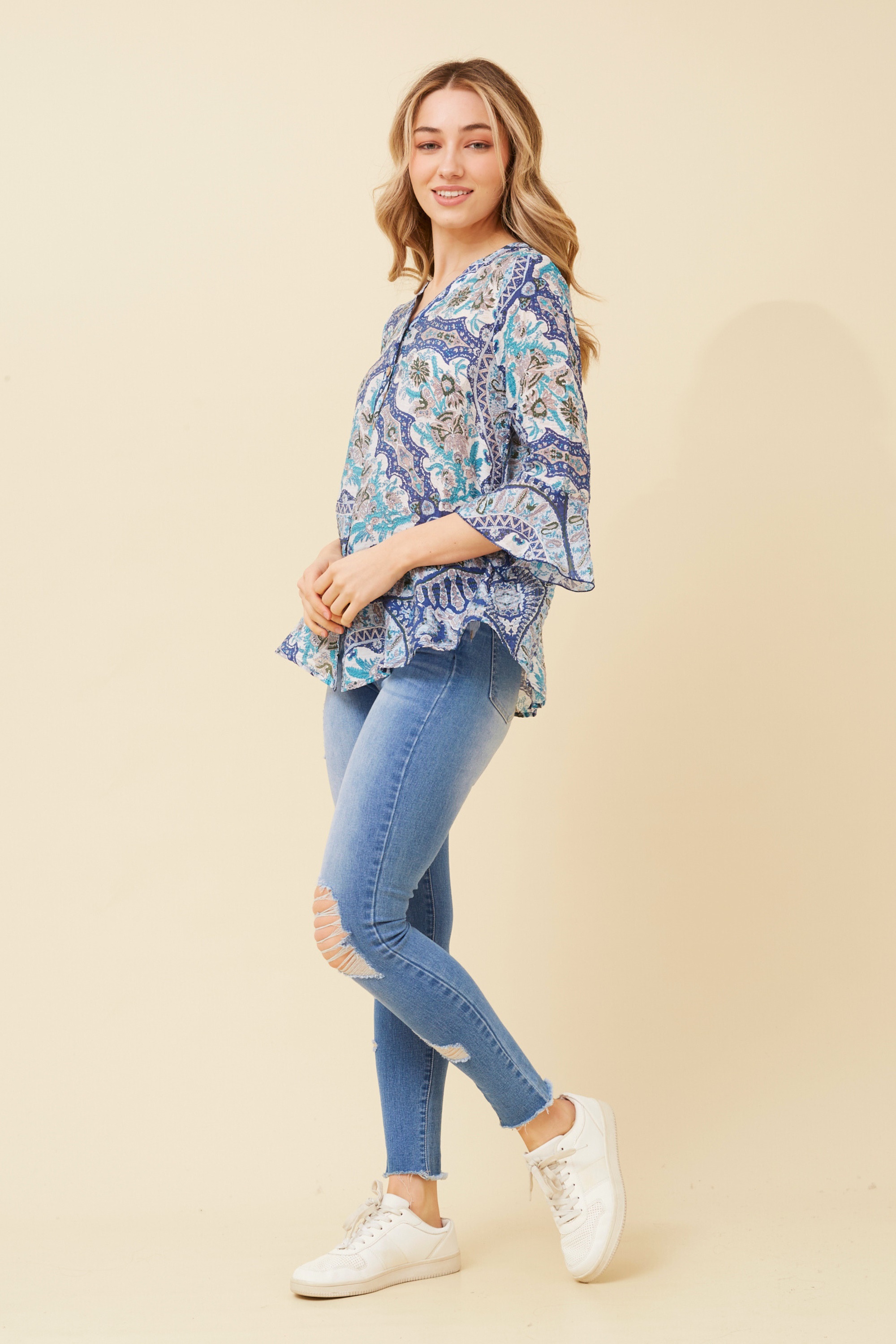 CHARLOTTE BOHO PRINT TOP