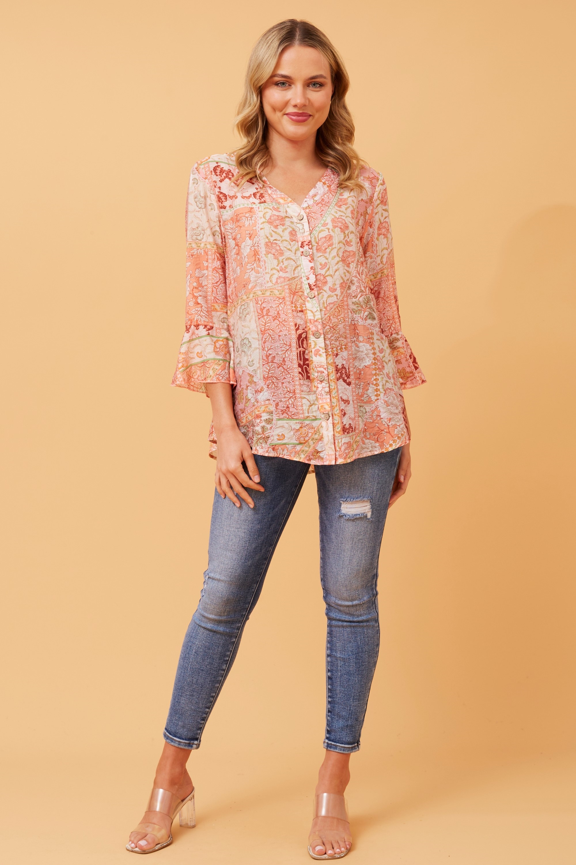 CHARLOTTE PATCHWORK PRINT TOP