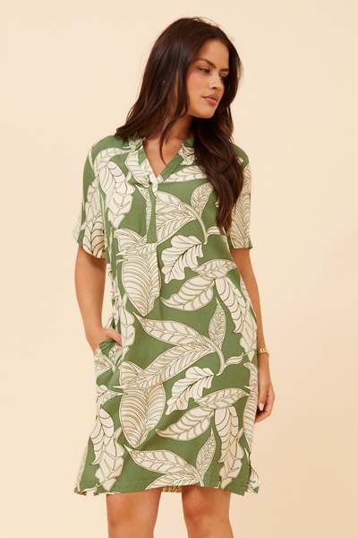 CHAVA LEAF PRINT DRESS