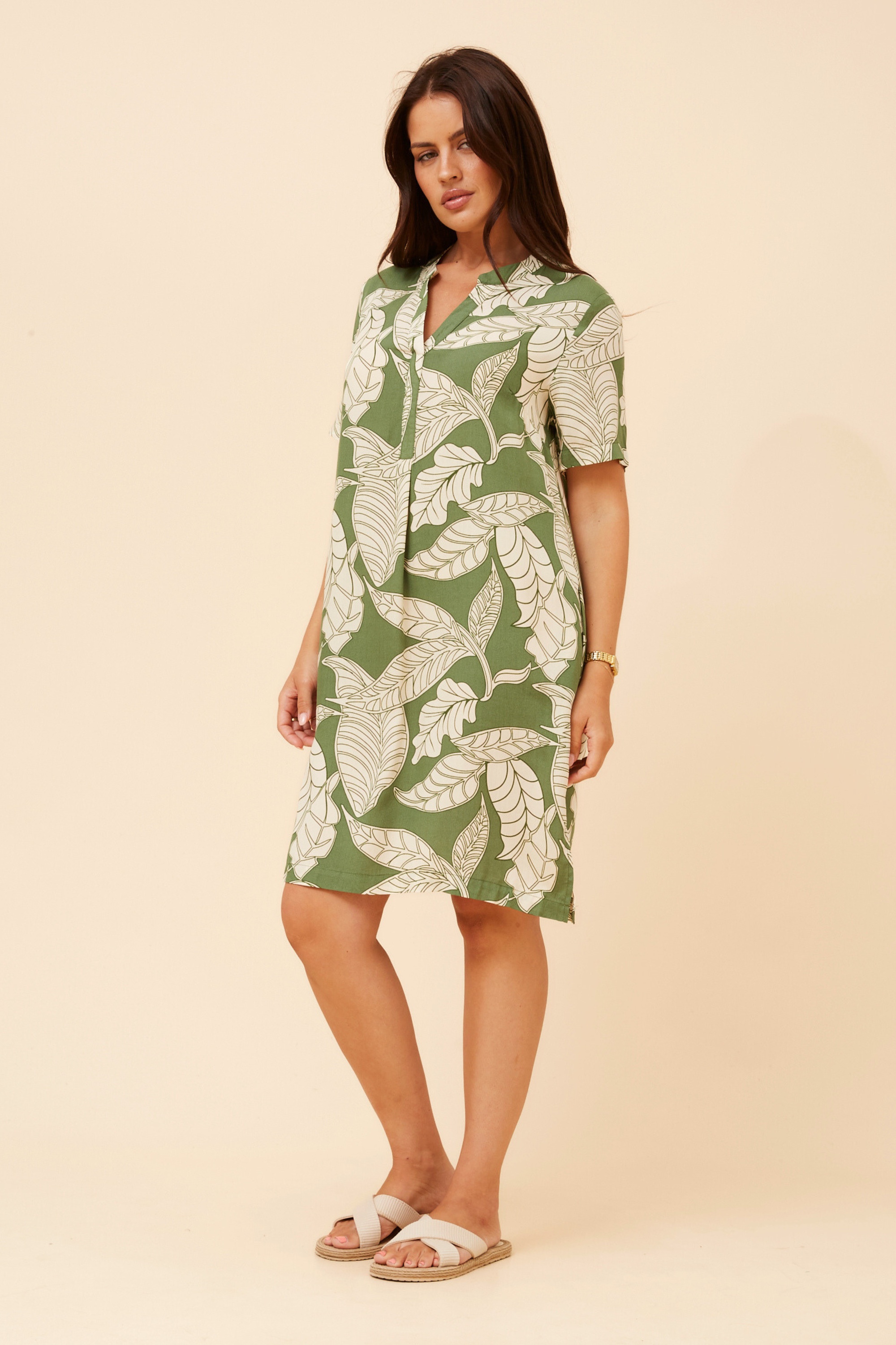 CHAVA LEAF PRINT DRESS