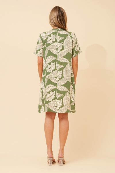 CHAVA LEAF PRINT DRESS