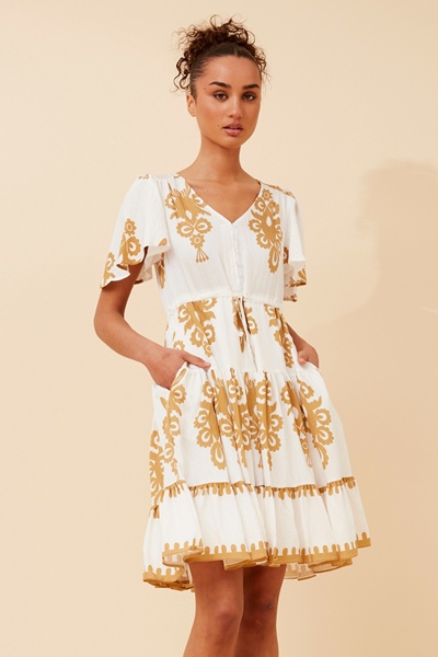 CHLOE BORDER PRINT DRESS