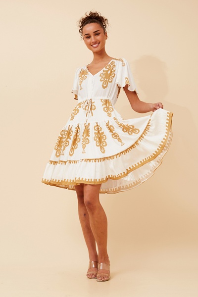 CHLOE BORDER PRINT DRESS