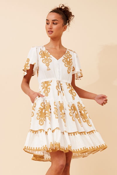CHLOE BORDER PRINT DRESS