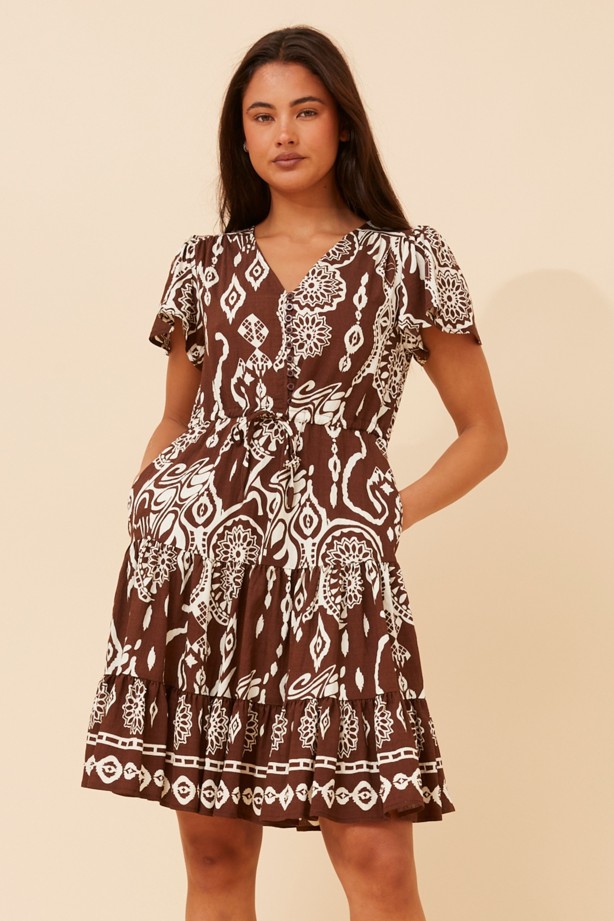 CHLOE BORDER PRINT DRESS