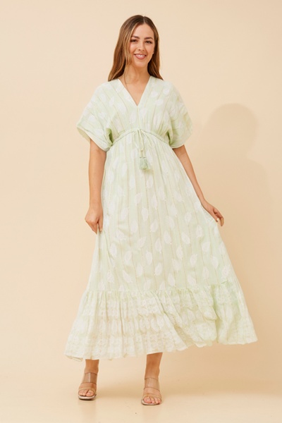 CHRISTINA LEAF PRINT MAXI DRESS