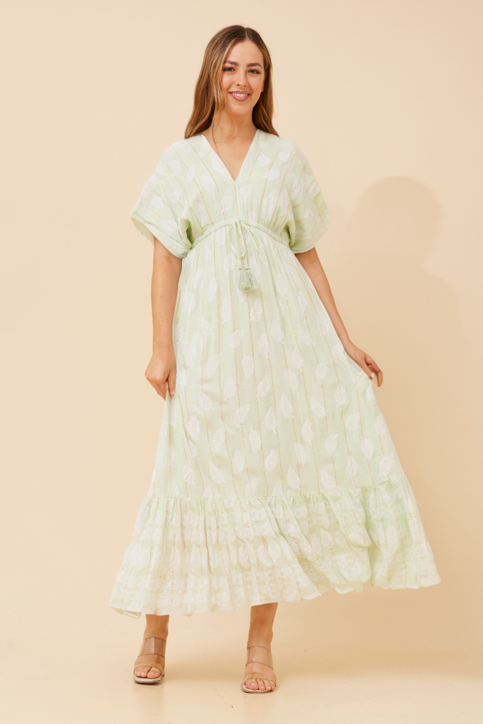 CHRISTINA LEAF PRINT MAXI DRESS