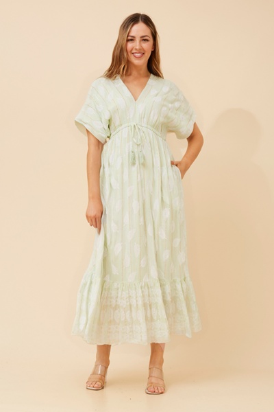 CHRISTINA LEAF PRINT MAXI DRESS