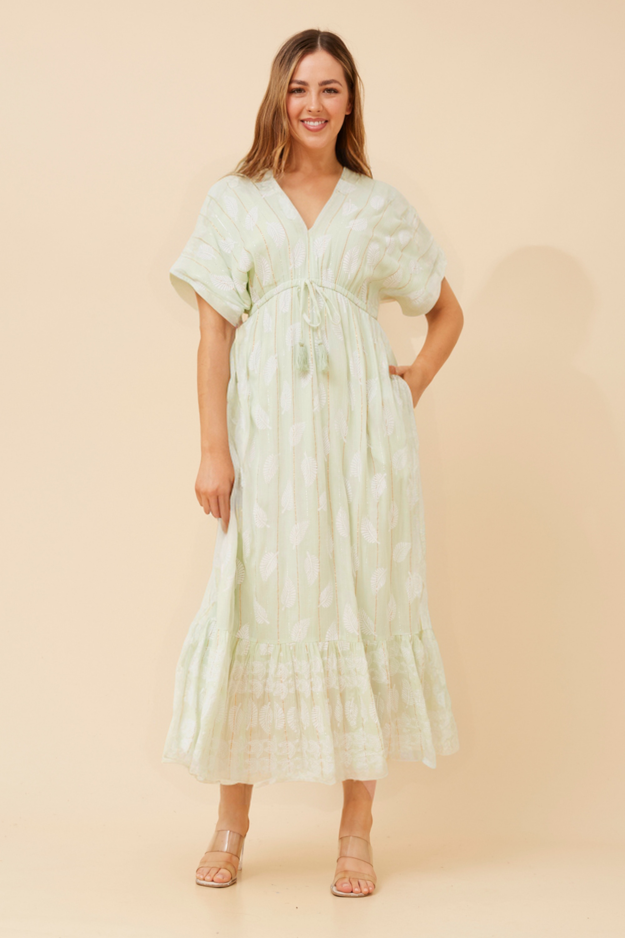 CHRISTINA LEAF PRINT MAXI DRESS