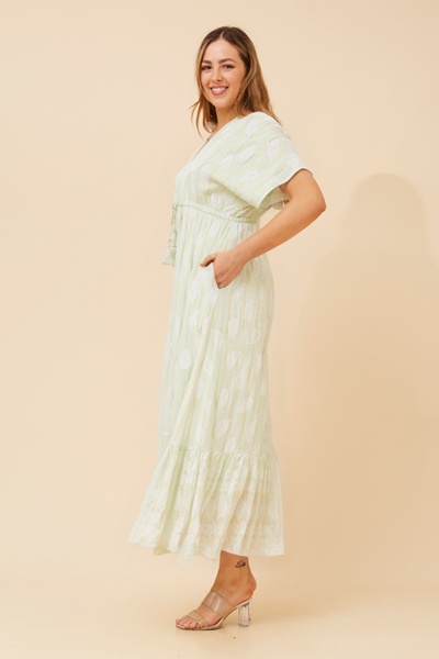 CHRISTINA LEAF PRINT MAXI DRESS
