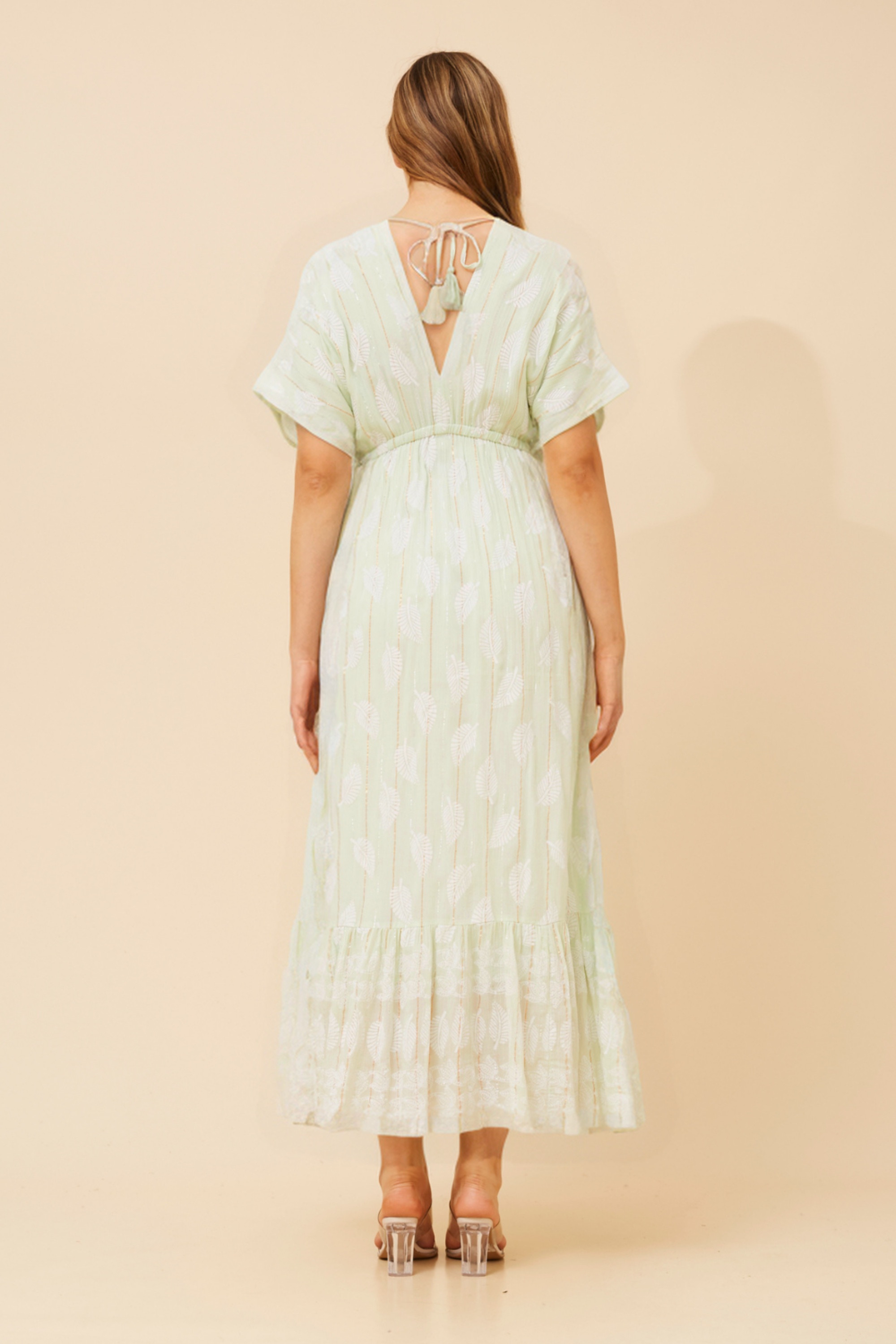 CHRISTINA LEAF PRINT MAXI DRESS
