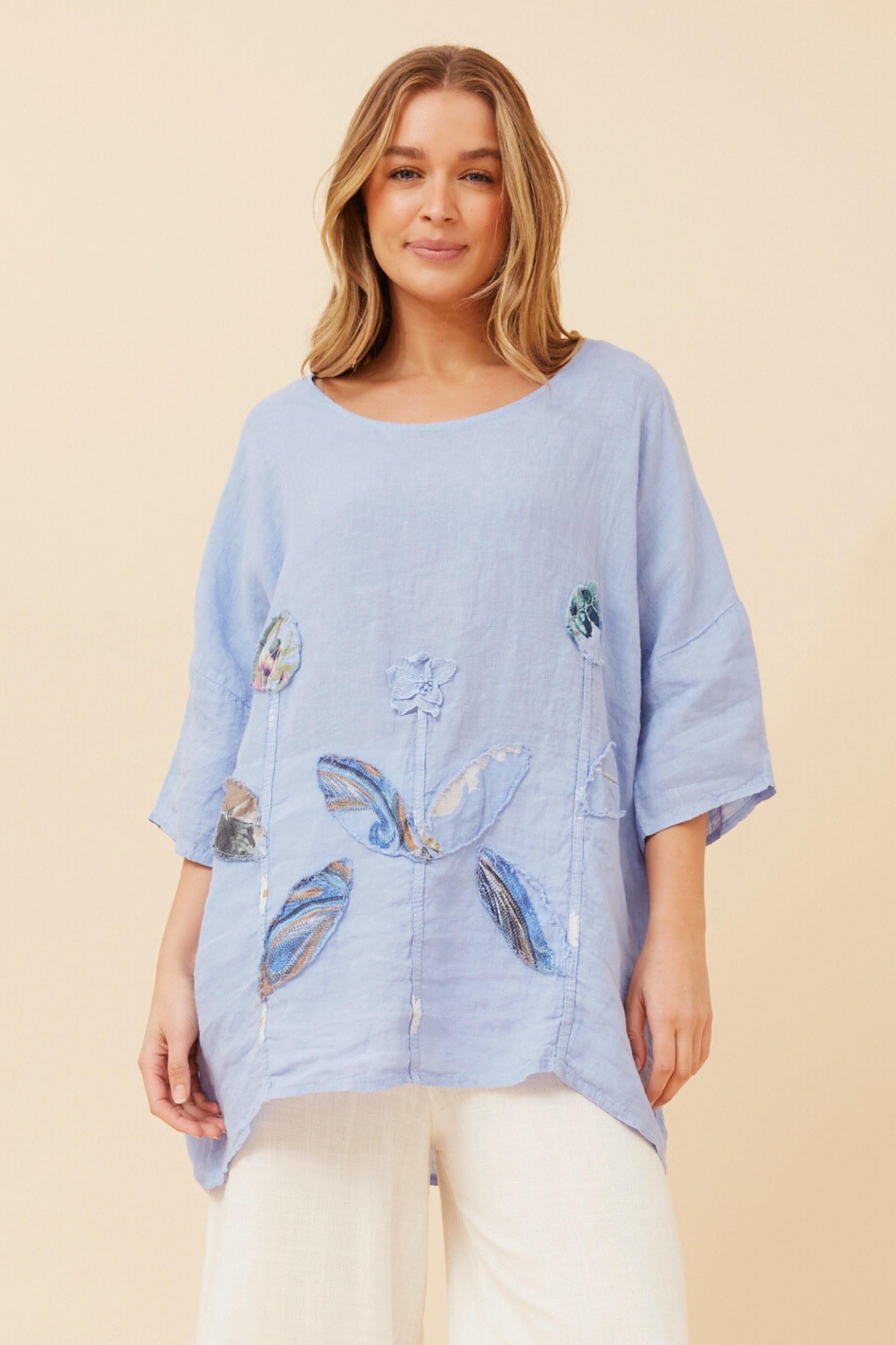 CIA PATCHWORK LINEN TOP