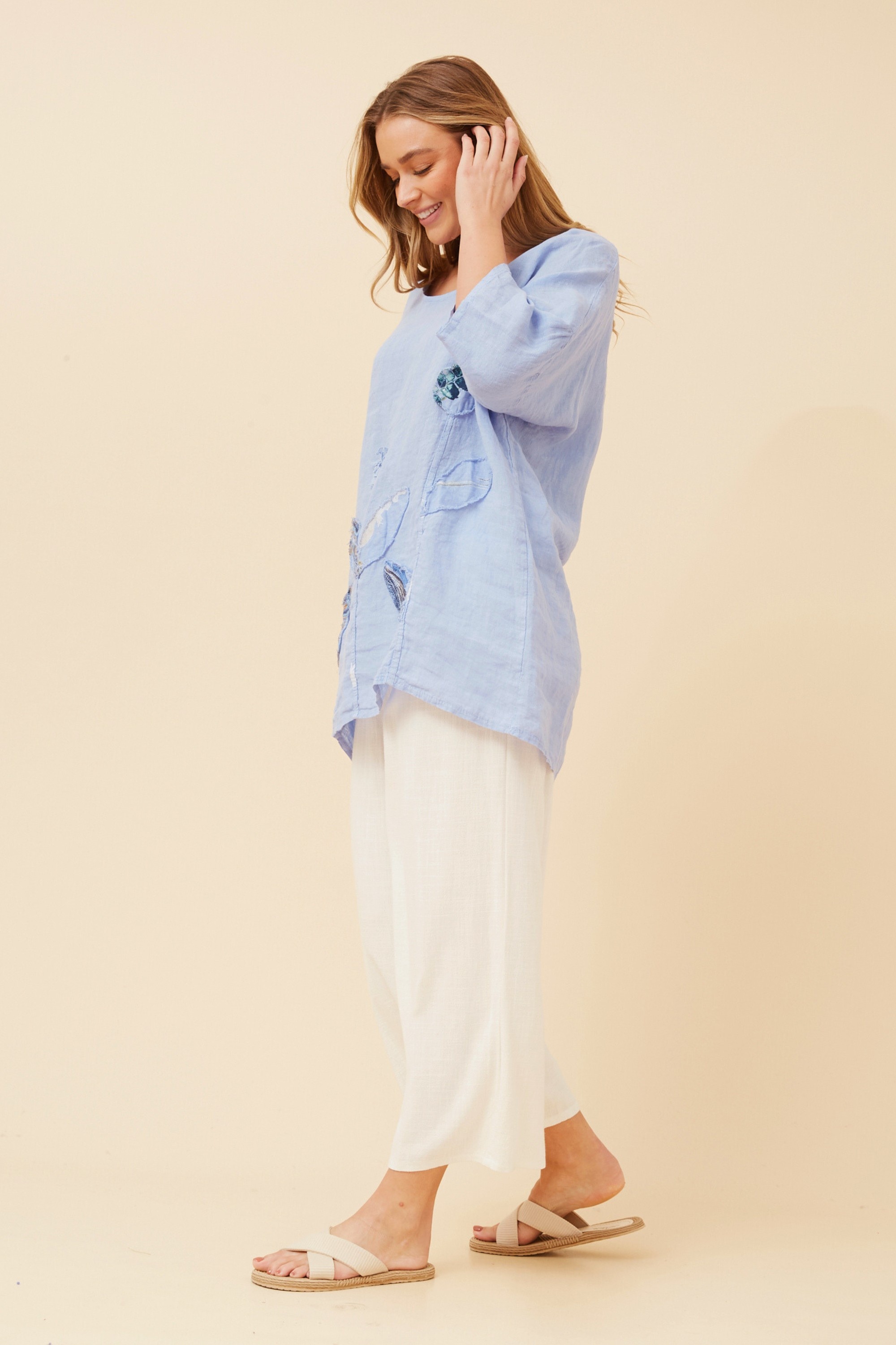 CIA PATCHWORK LINEN TOP