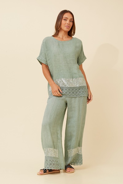 CIANI LINEN SEQUIN PANTS