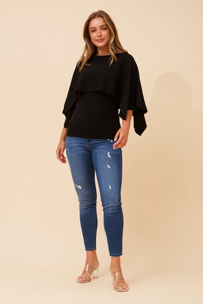 CLARETTA DOUBLE LAYERED KNIT PULLOVER