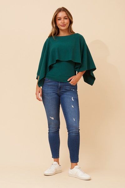 CLARETTA DOUBLE LAYERED KNIT PULLOVER
