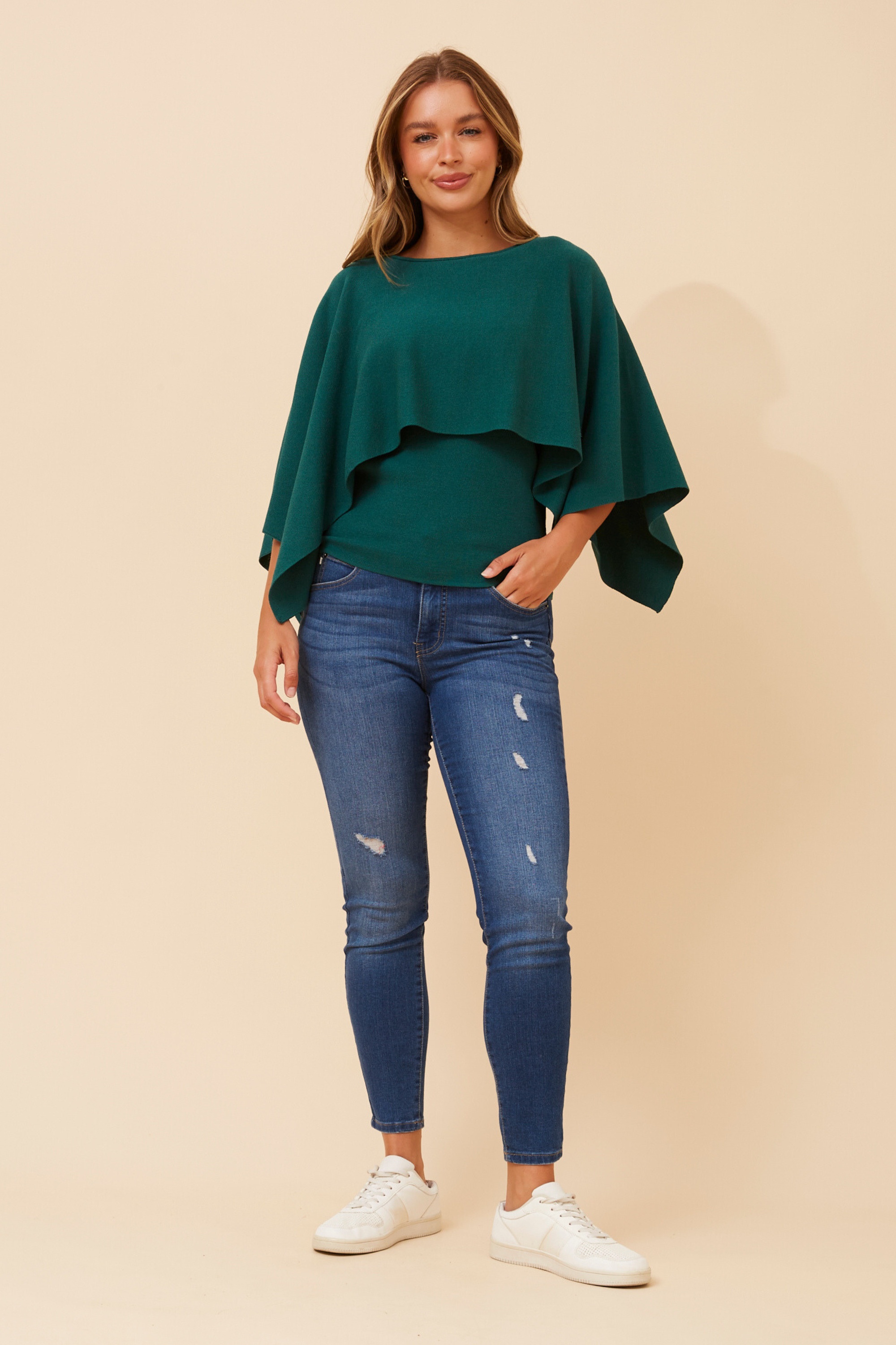 CLARETTA DOUBLE LAYERED KNIT PULLOVER