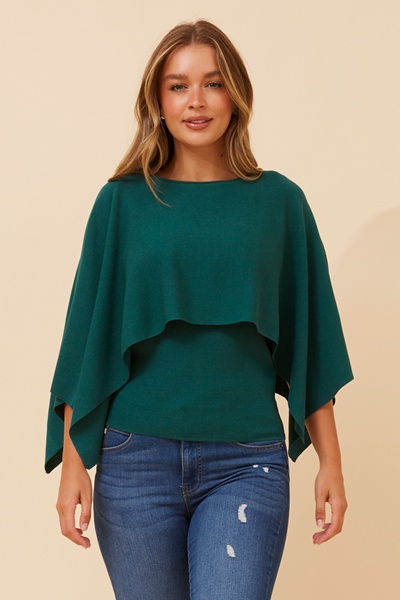 CLARETTA DOUBLE LAYERED KNIT PULLOVER