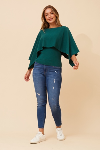 CLARETTA DOUBLE LAYERED KNIT PULLOVER