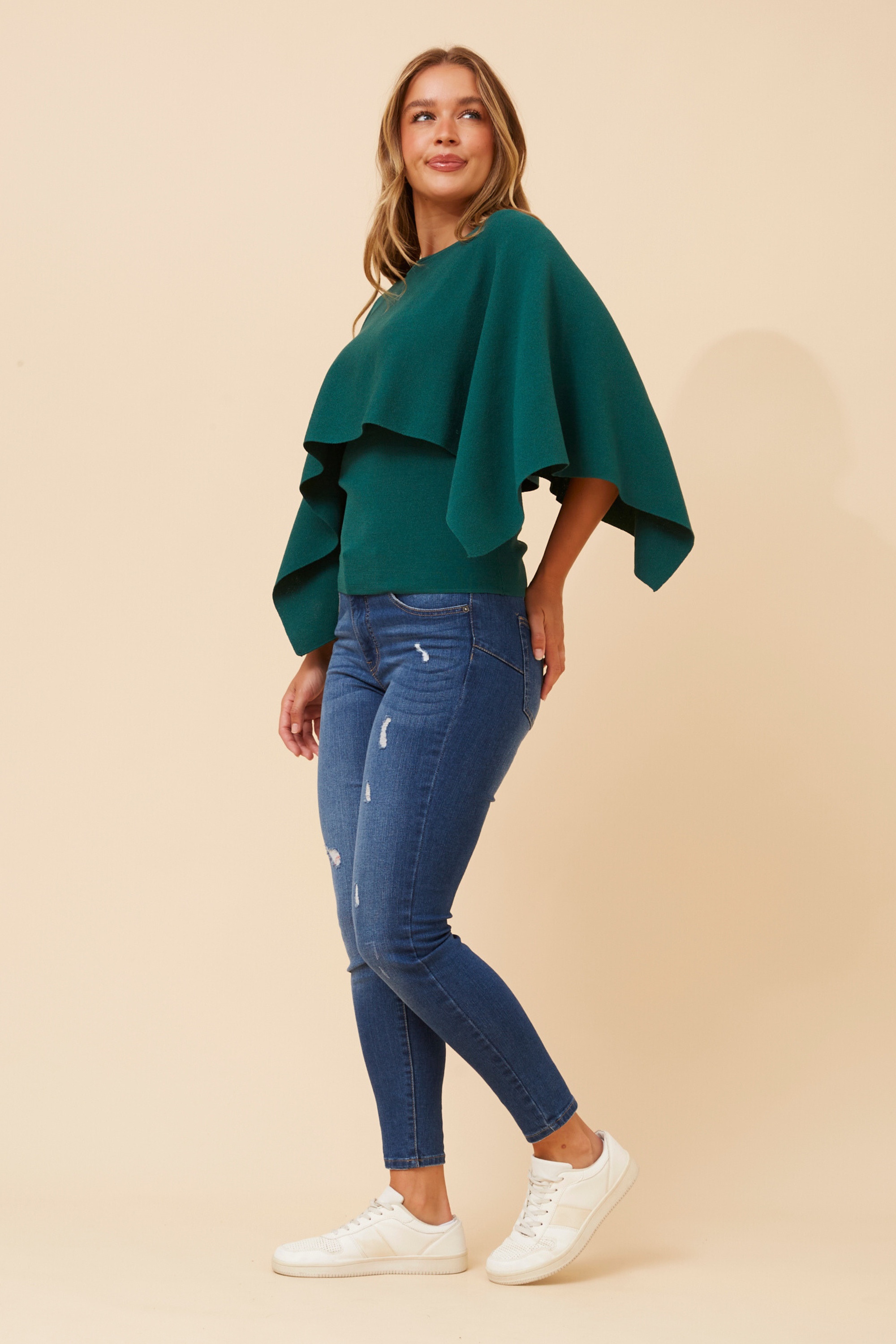 CLARETTA DOUBLE LAYERED KNIT PULLOVER