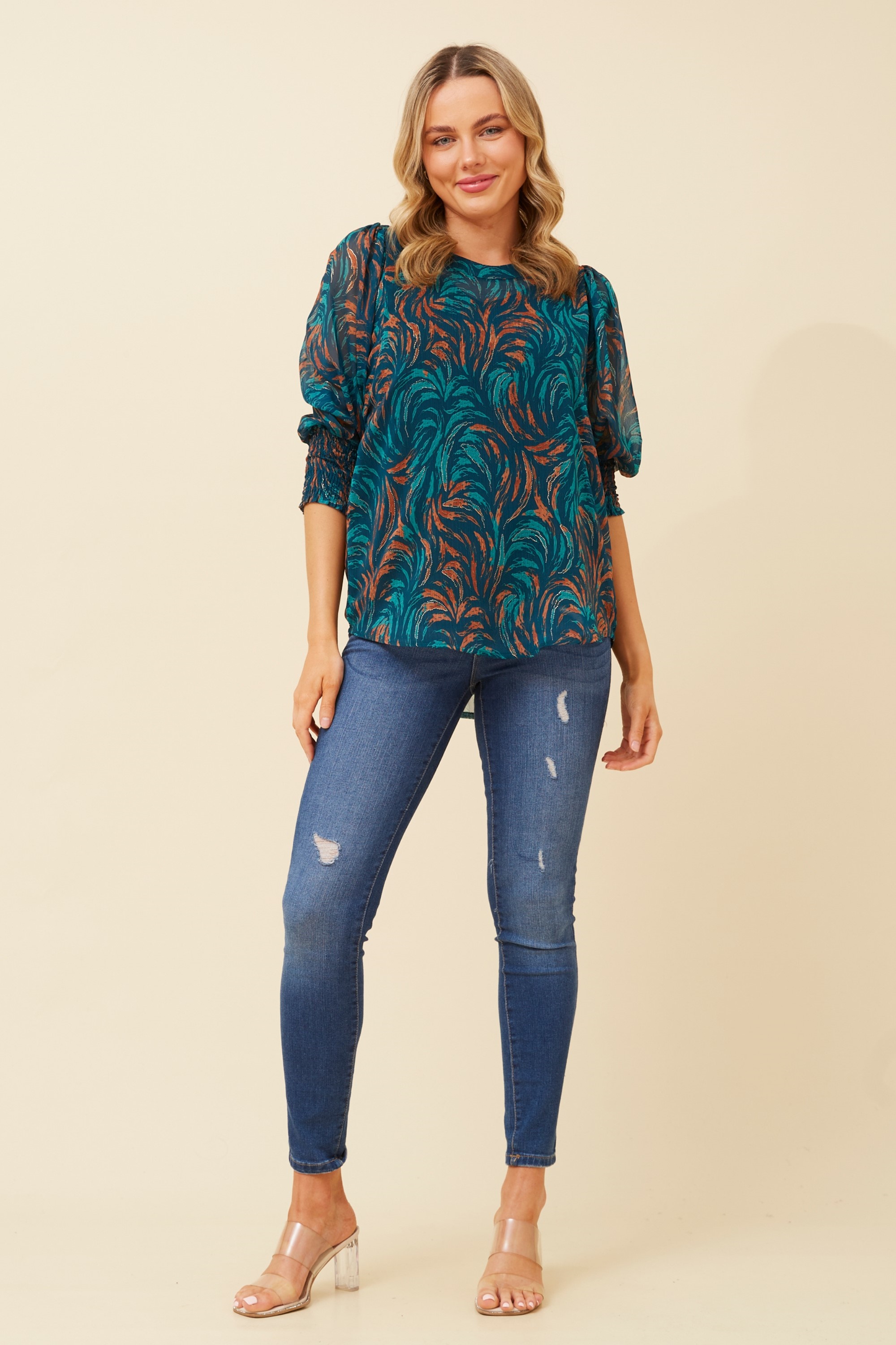 CLASSIC ABSTRACT PRINT BLOUSE