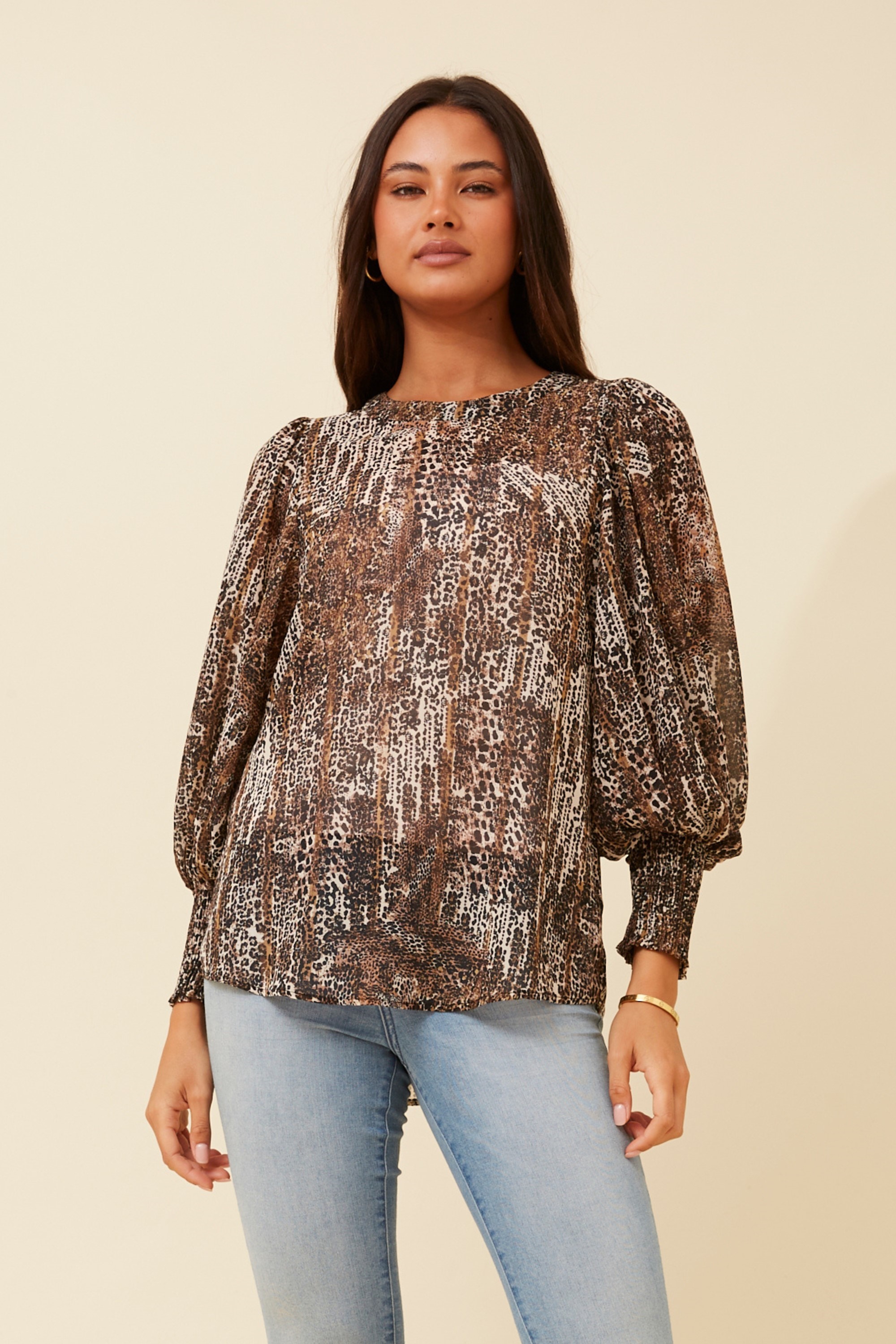 CLASSIC ANIMAL PRINT BLOUSE