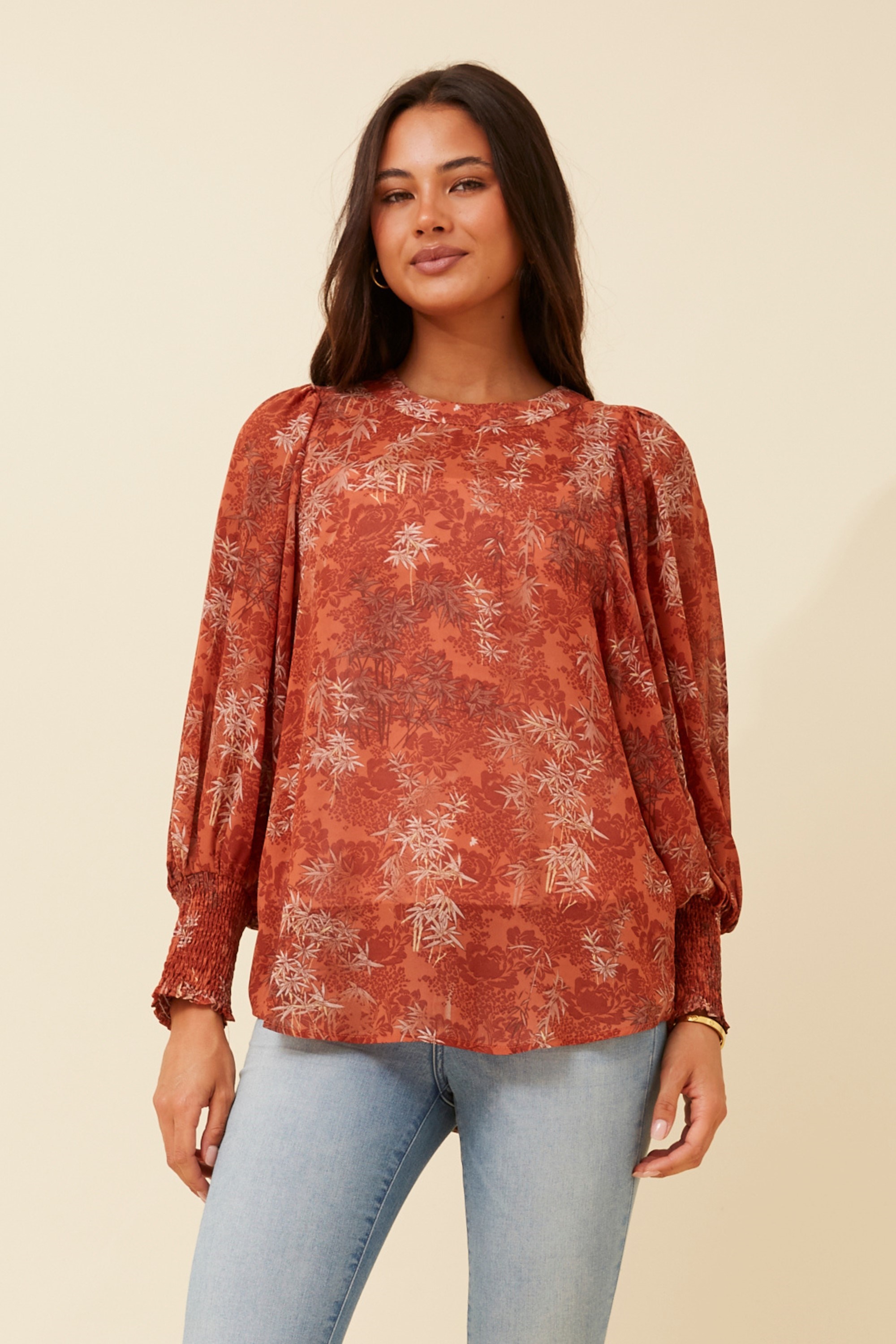 CLASSIC LEAF PRINT BLOUSE