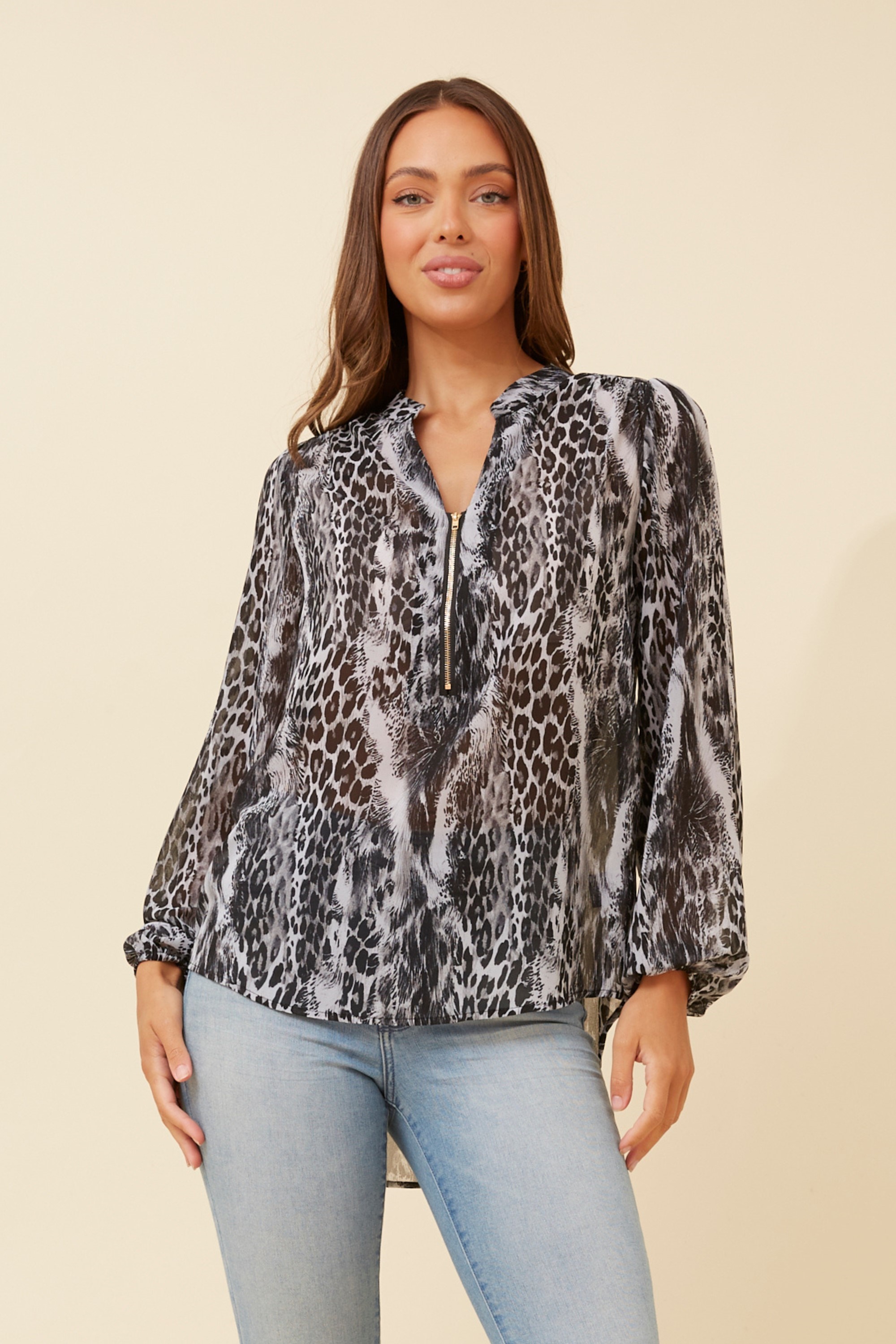 CLAUDINE ANIMAL PRINT BLOUSE