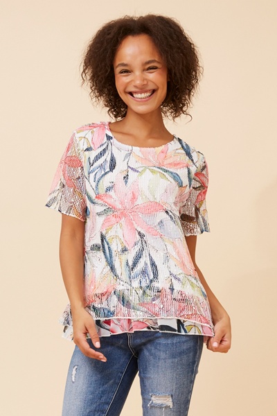 CLEO LEAF PRINT TOP