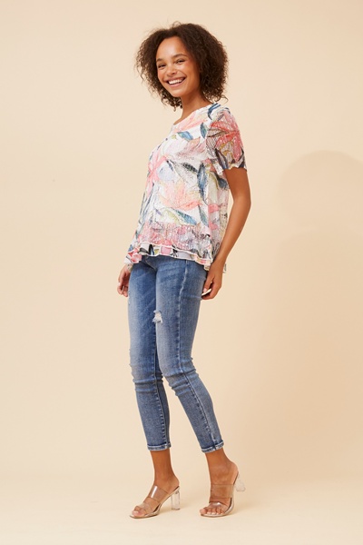 CLEO LEAF PRINT TOP