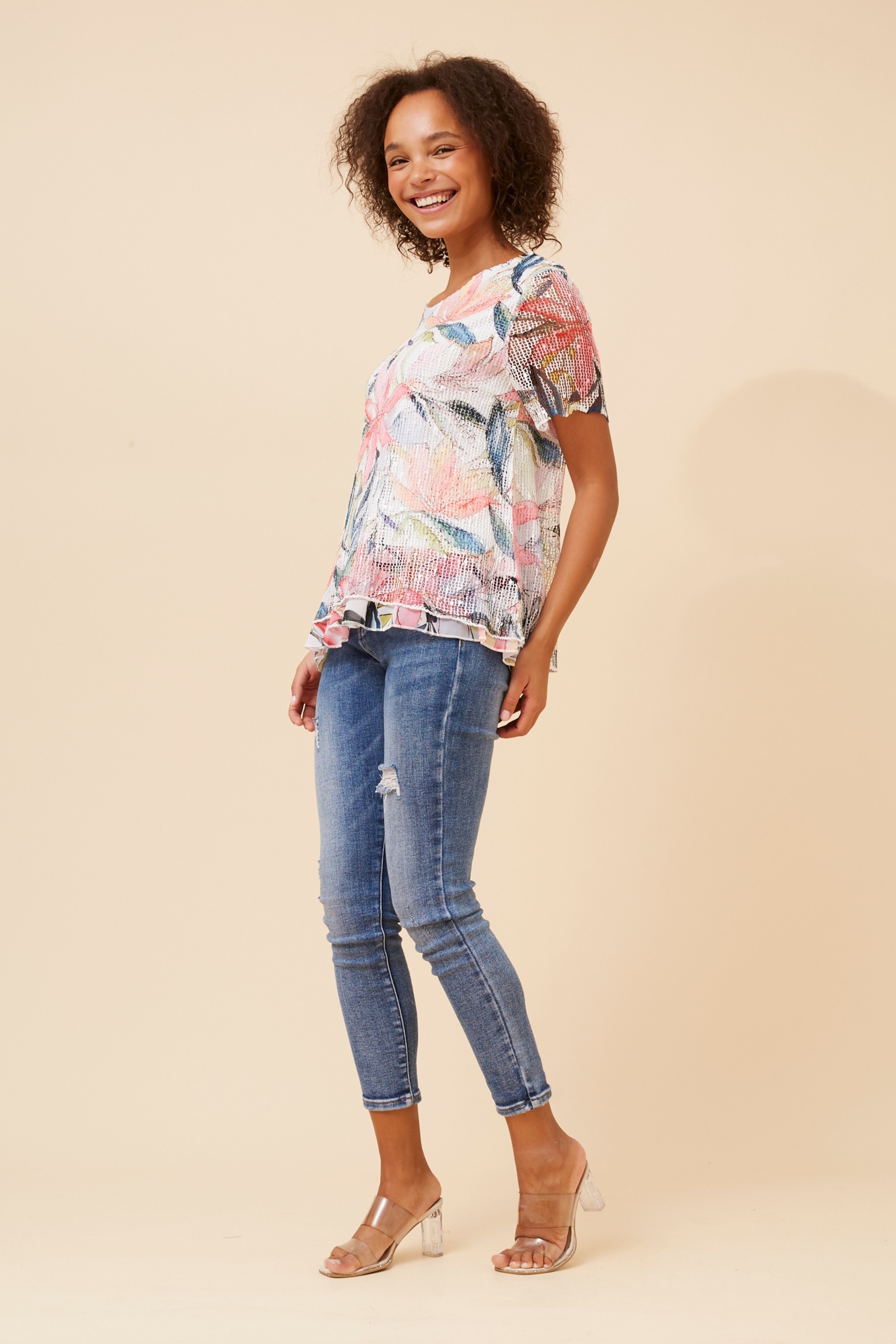 CLEO LEAF PRINT TOP