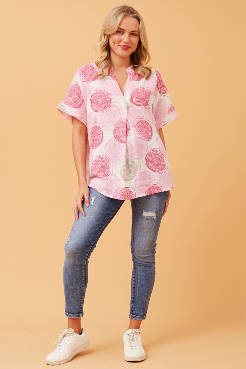 Pink polka hot sale dot top