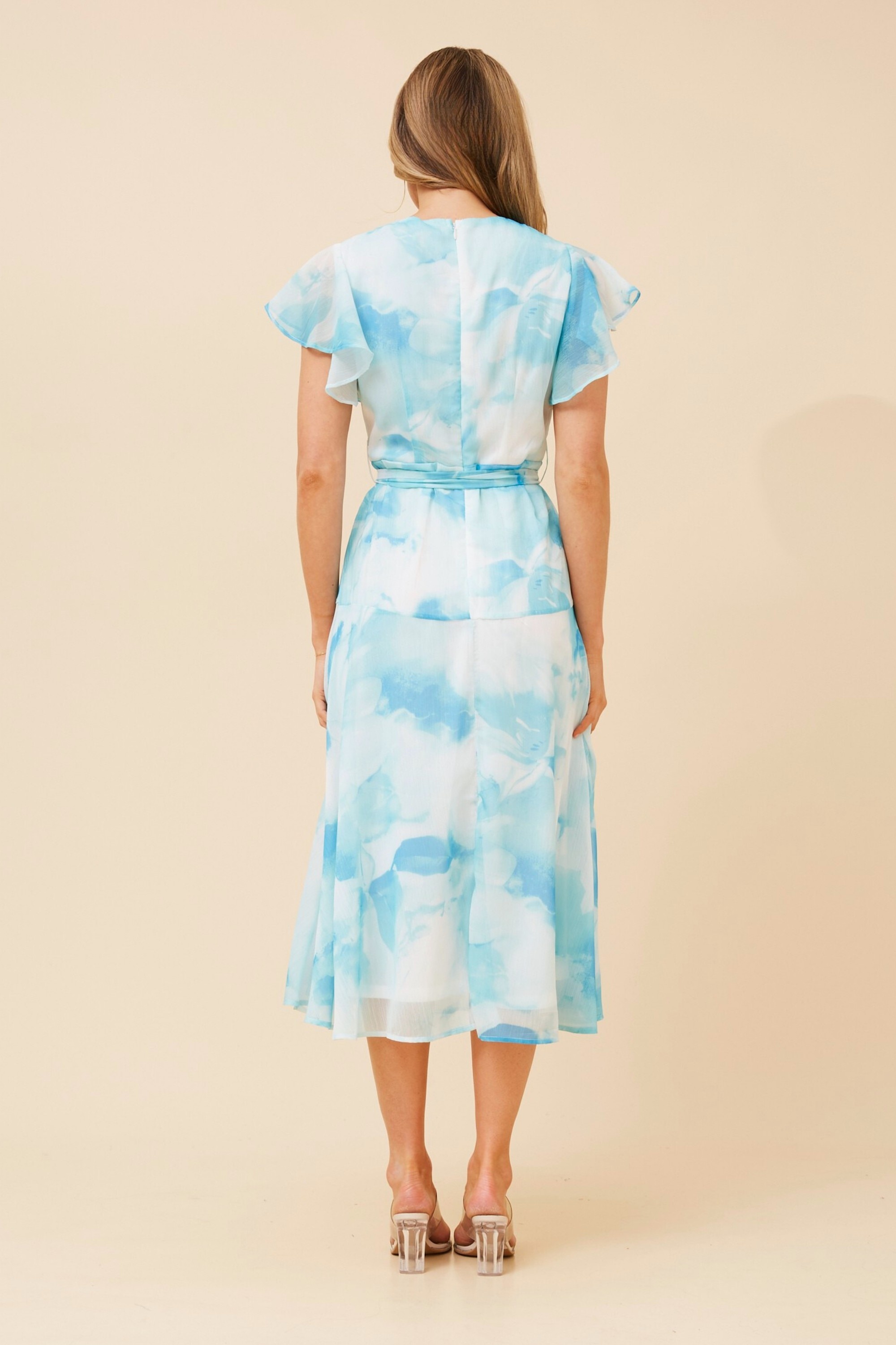 CLOVE ABSTRACT PRINT MIDI DRESS