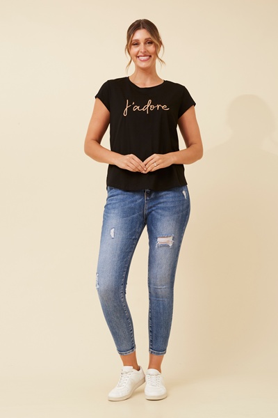 COCO JADORE EMBROIDERED TEE