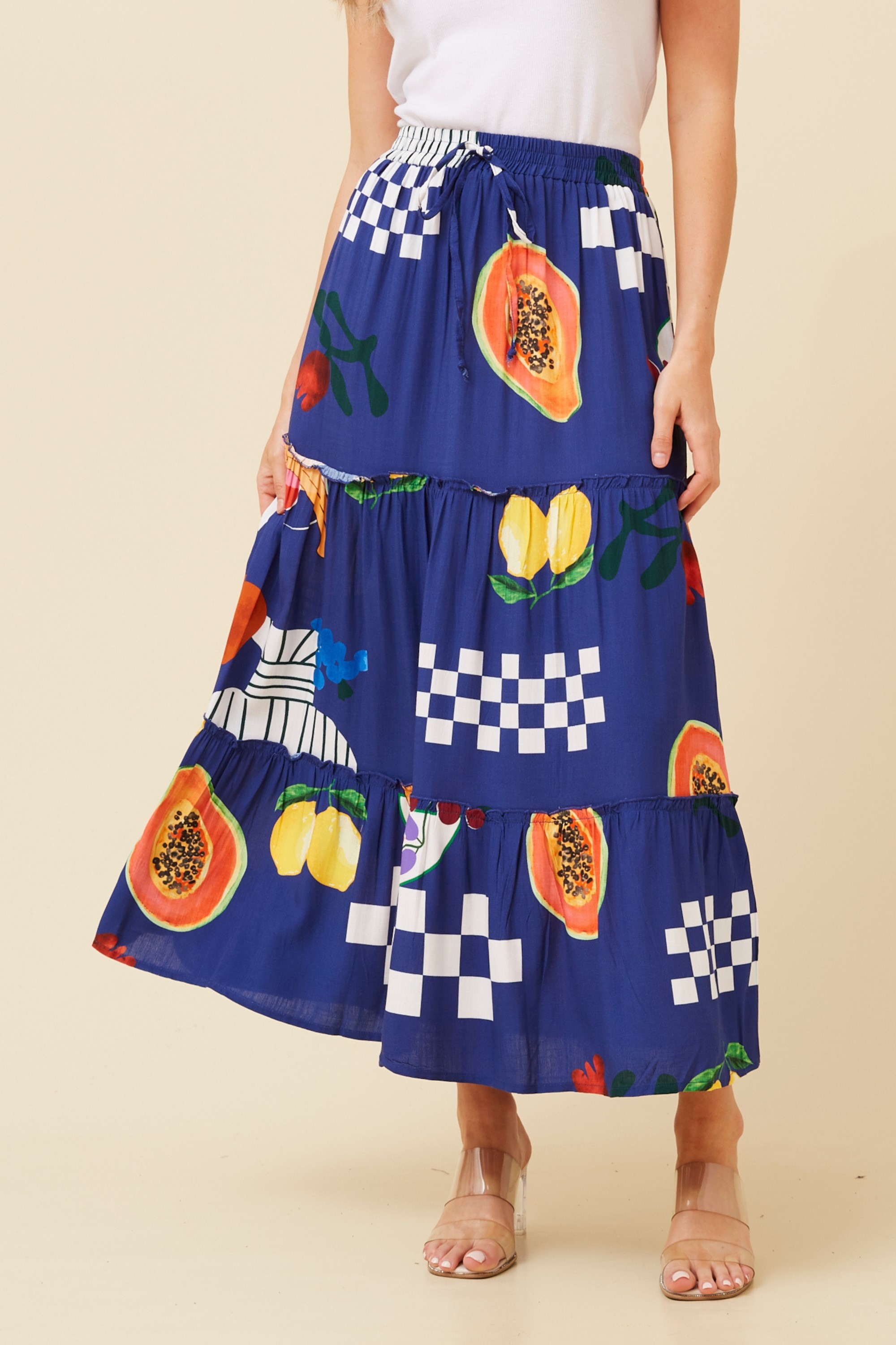 CODY FRUIT PRINT MAXI SKIRT