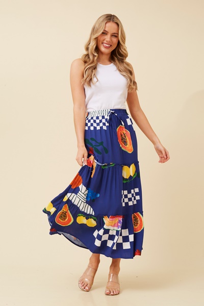 CODY FRUIT PRINT MAXI SKIRT