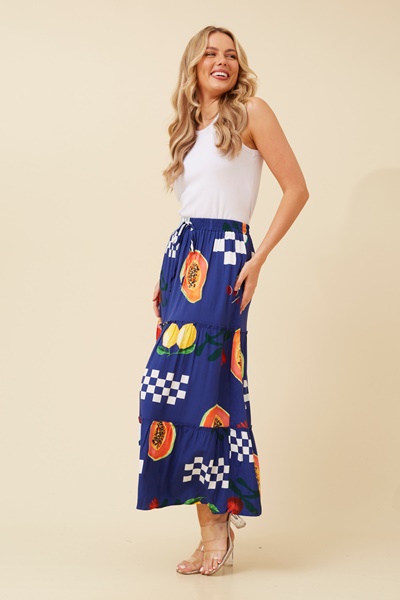 CODY FRUIT PRINT MAXI SKIRT