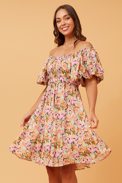 COLLEEN PUFF SLEEVE FLORAL DRESS